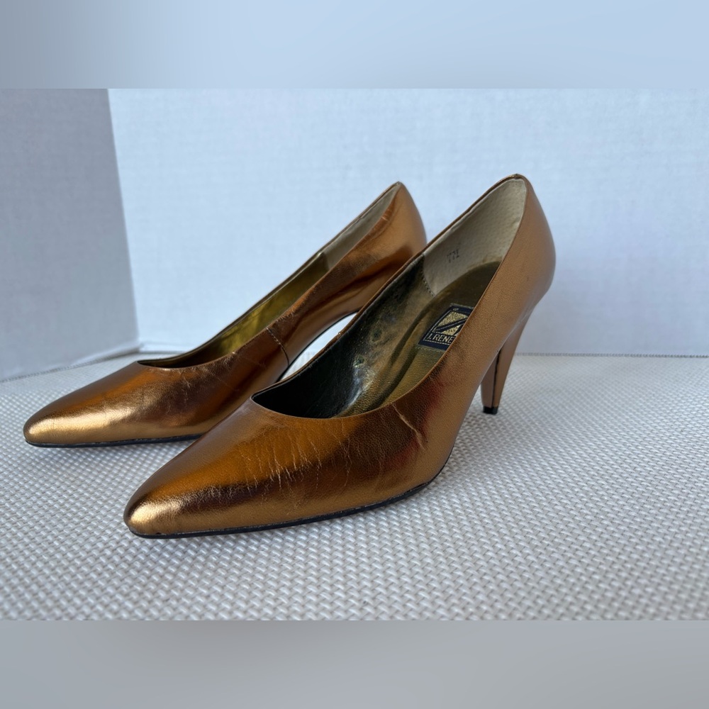 J Renee Gold Size 7 Pumps High Heels Glamorous Luxury Copper